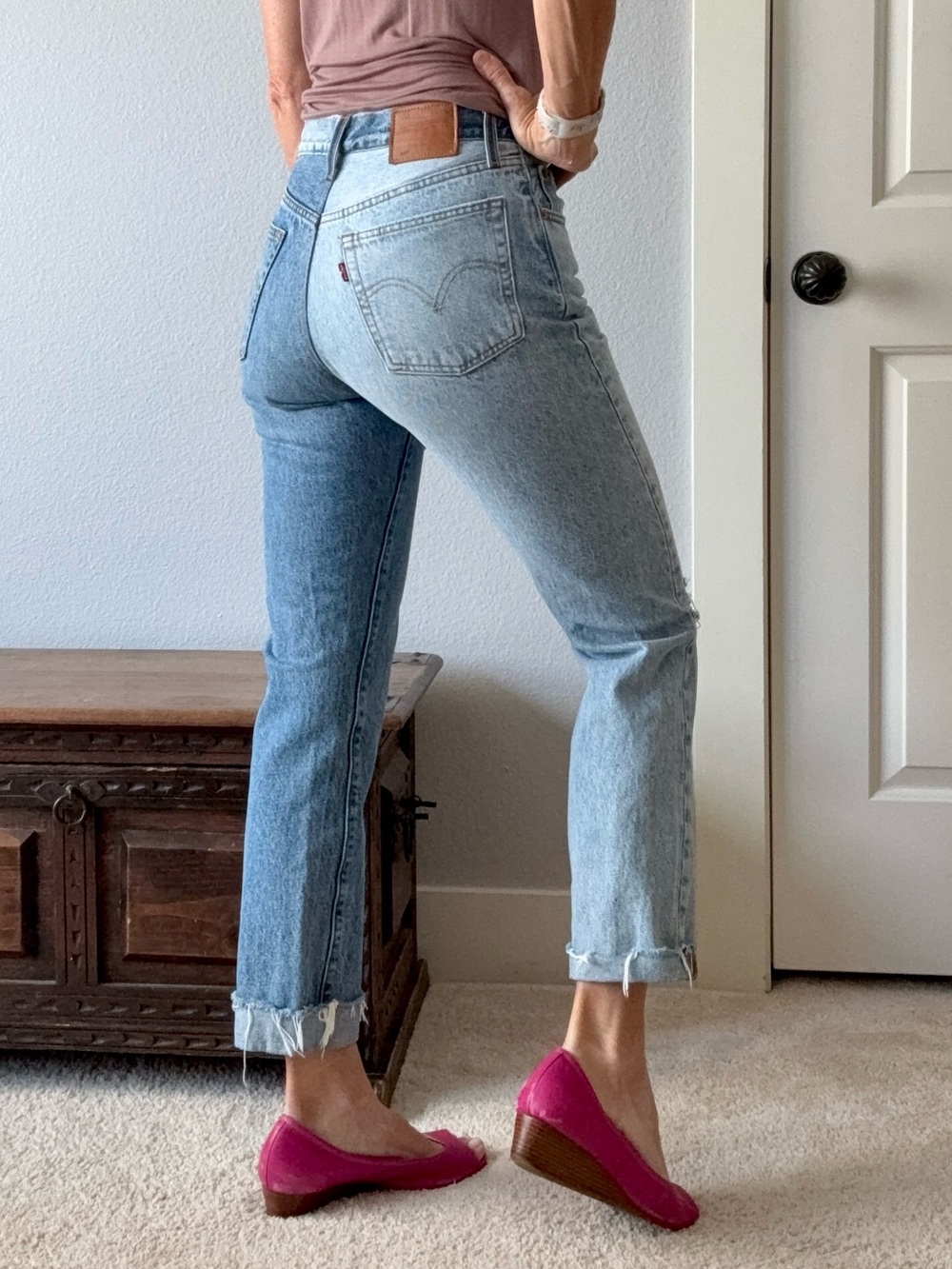 Levi's Two-Tone 501 Light Blue High-Rise Straight Jeans sz 26